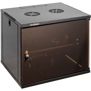 Armario rack 19" mural de 9U negro SOHOrack 540x450x448 mm con bandeja 255 mm y ventilador