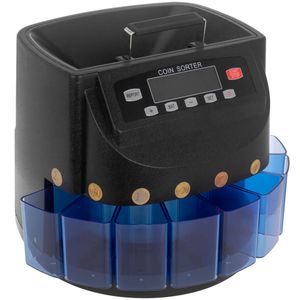 Contador de monedas negro para Euro con clasificador automático y visor multi-moneda