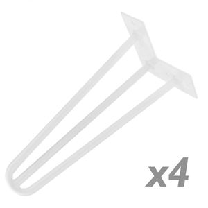 Pies para mesa y mueble Patas en acero 3 varillas 41 cm blanco 4-pack