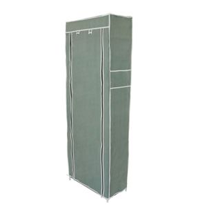 Armario ropero y zapatero de tela desmontable 60 x 30 x 160 cm gris con puerta enrollable