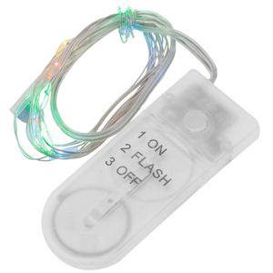 Micro guirnalda de luces LED de 2 m multicolor con 2 efectos de iluminación y con cable moldeable de plata
