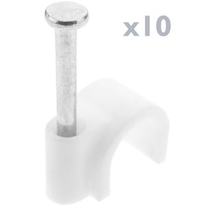 Abrazadera de clavo para cable redondo 8 mm paquete de 10 unidades blanco