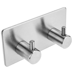 Perchero de pared de acero inoxidable. Colgador de ropa y toallero con 2 gancho