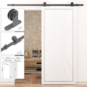 Rail guía para puerta corredera de color negro mate de 2m